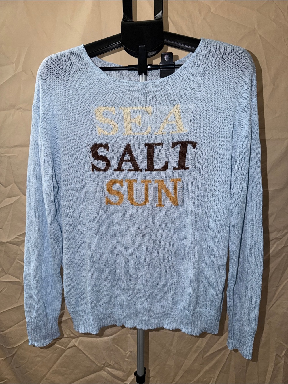 Light Blue Crewneck Sweater with SEA SALT SUN Lettering
